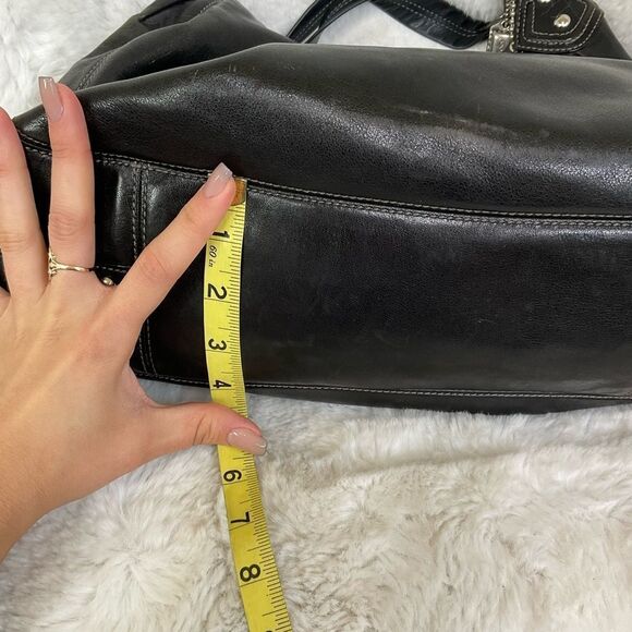 Coach Woman Black Leather Madison Maggie 3 Section Hobo Shoulder Tote Bag 14336 - Picture 16 of 17